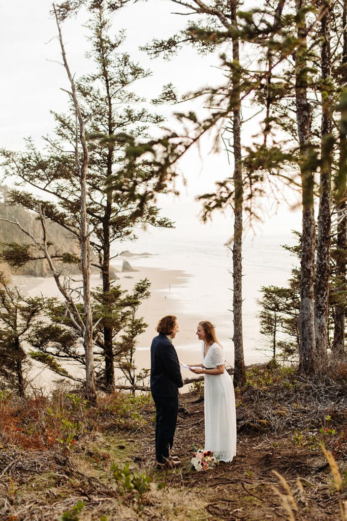 couple eloping at the coast