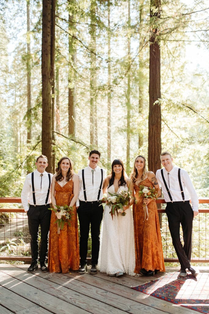bridal party in the forest